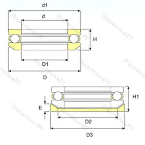 Подшипник шариковый упорный 53211 U 211 от производителя  ISB