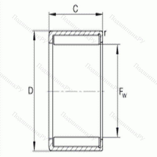 Подшипник роликовый игольчатый с одним наружным штампованным кольцом HN 4525